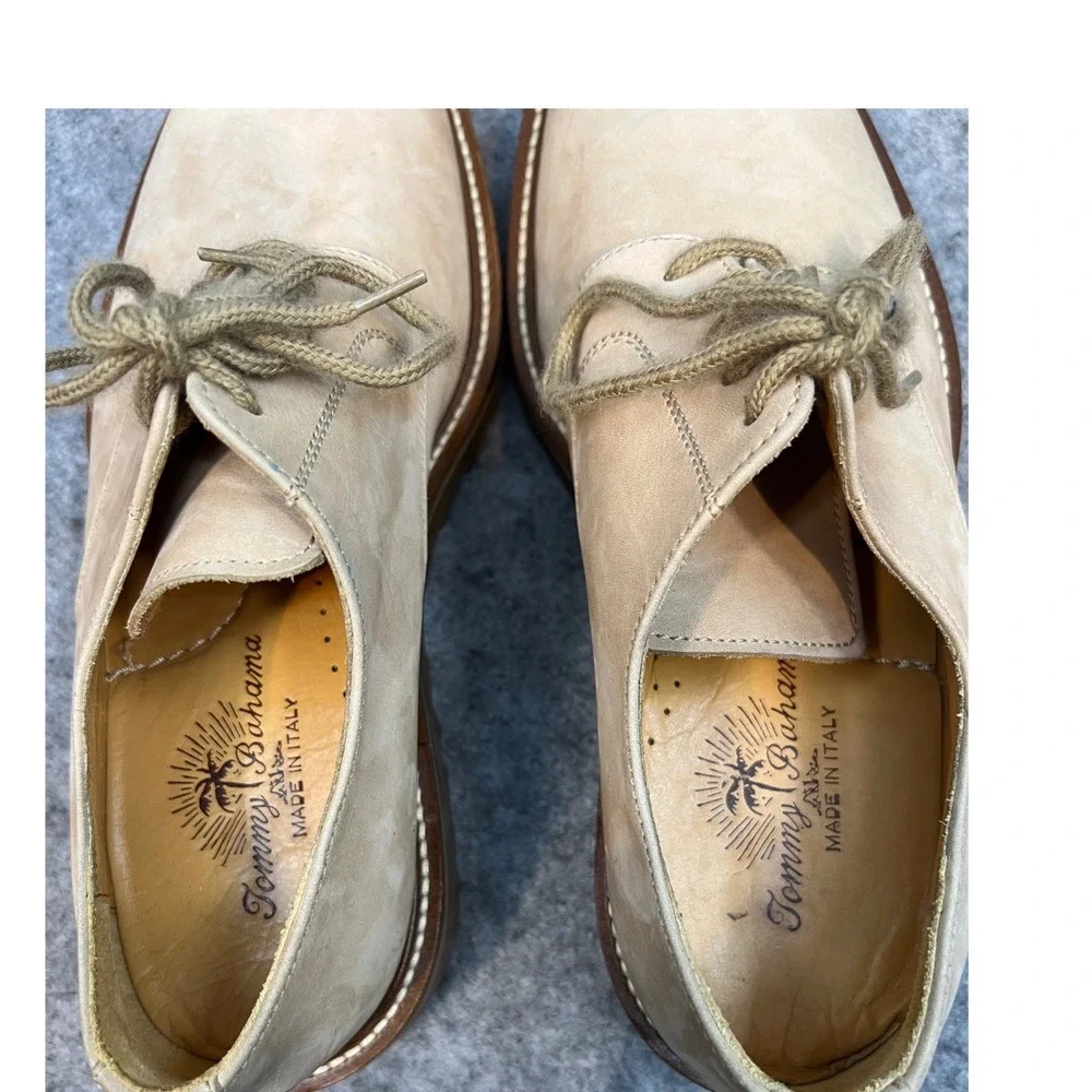 Tommy Bahama Oxfords Dress Shoes Made in Italy Leather Casual Tan Lace Up Mens 9